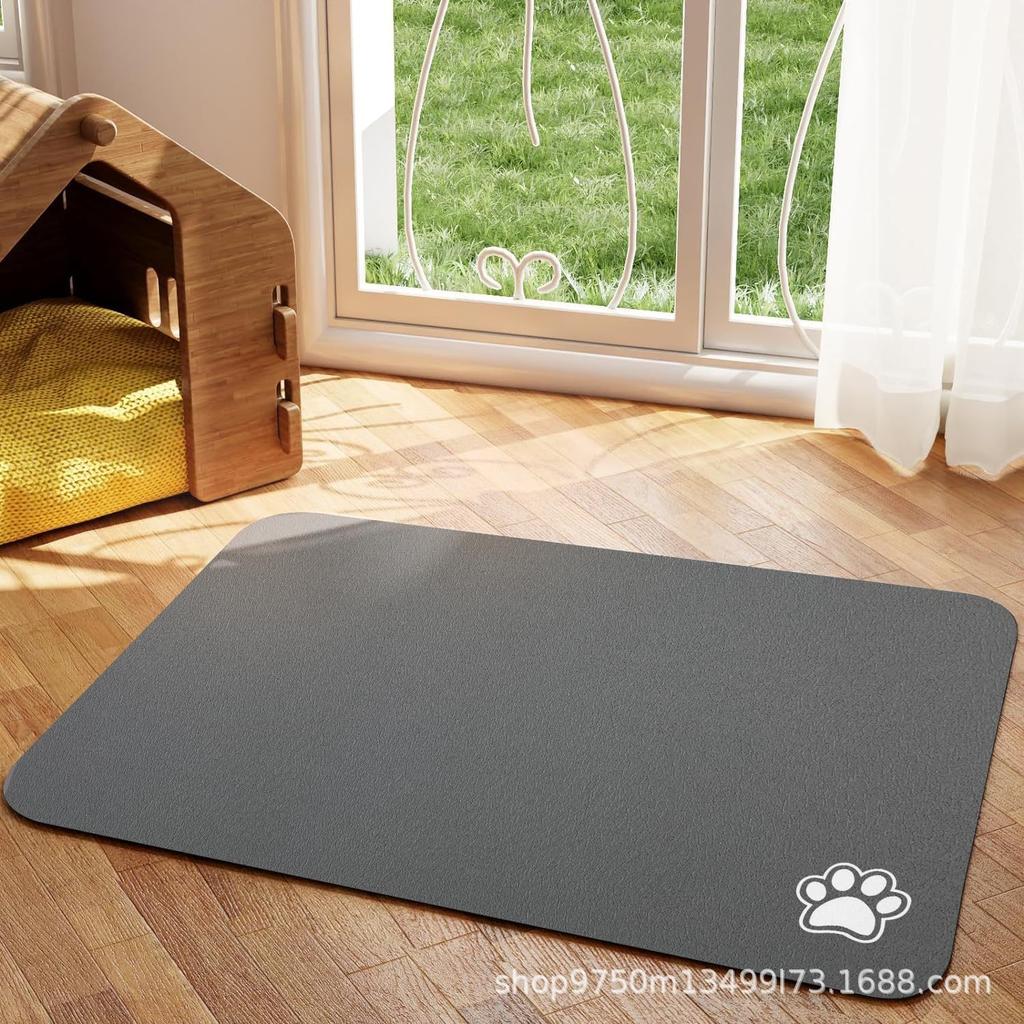 Minimalist Quick-Drying Diatomaceous Earth Pet Feeding Mat - Splash-Proof, Absorbent, Stain-Resistant.