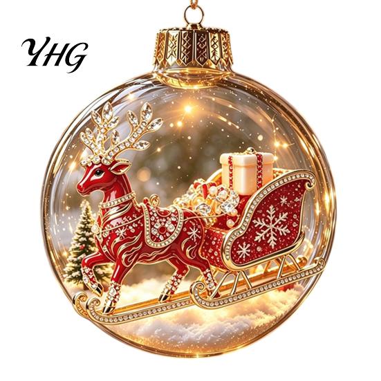 Christmas Gift Embellishments Glowing Story Ornament, Light?Up Mini Holiday Scene Hanging Ball with Warm Party Favors LED Light, Clear Plastic