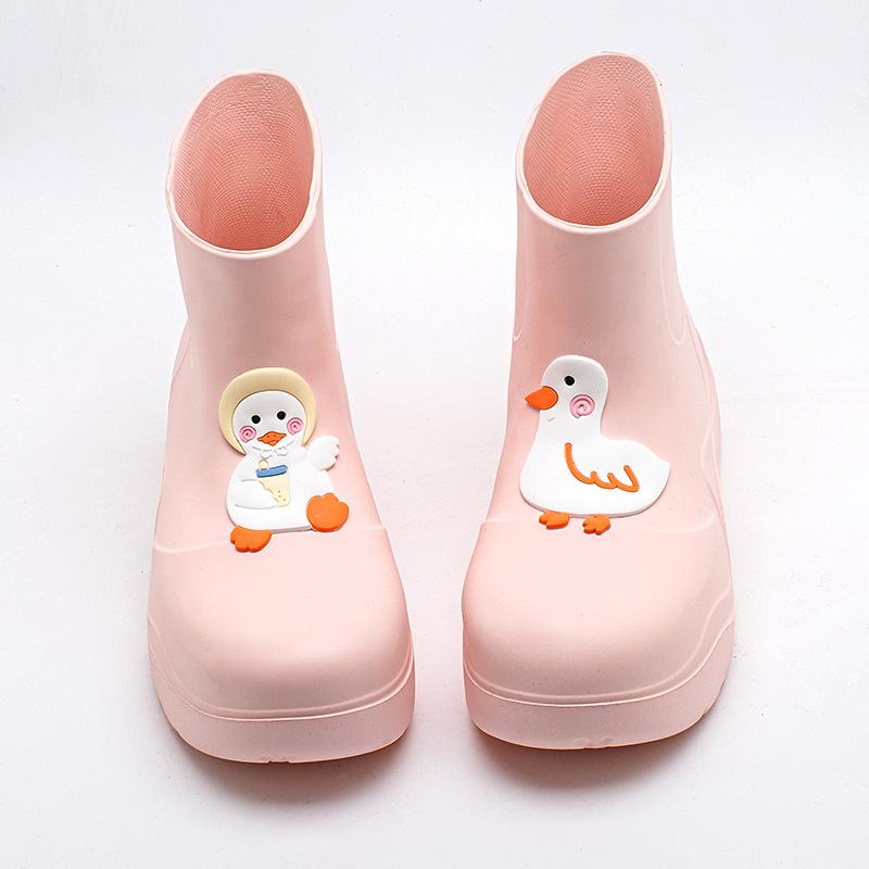 Duck Aqua Shoes женские водонепроницаемые резиновые сапоги конфетного цвета водонепроницаемые сапоги для молодежи для девочек EVA водонепроницаемые сапоги женские розовые до середины голени дождевые сапоги
