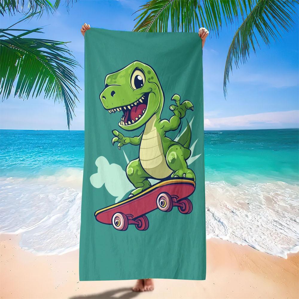 European And American Little Dinosaur Cartoon Beach Towel Digital Printing Factory Toy Printing Bath Towel Microfiber Children'S