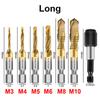 6Pcs Titanium Plated Hex Shank HSS Screw Thread Metric Tap Drill Bits Screw Machine Compound M3 M4 M5 M6 M8 M10 Hand Tools