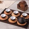6pcs/set Walnut Wood Coasters Placemats Decorative Round Insulated Beverage Coasters Home Decor Wooden Insulation Pad