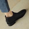 Cow Leather Autumn Winter Shoes Round Toe Big Size Thick Med Heels Slip On Chelsea Boots Women Ankle Boots
