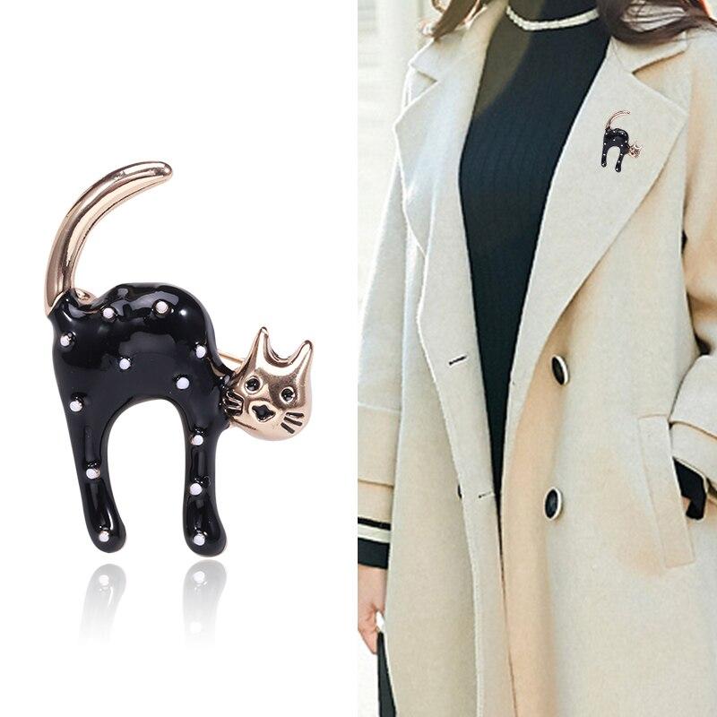 Blucome Броши в форме сгорбленного кота, воротник костюма, булавки для лацканов, модный новый стиль, свадебные булавки для корсажа, ювелирные изделия, зажим для девочек