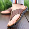 FashionHigh Quality Men's Cowhide Flip Flops Casual Beach Shoes Fashionable Outdoor Men's Hand Comfortable Soft Sole Non Slip Sandals