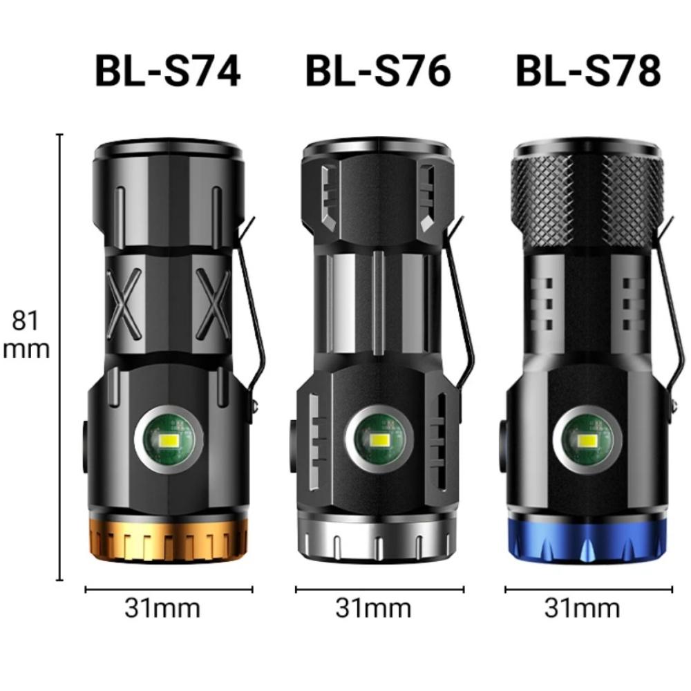 MINI Rechargeable LED Flashlight Camping Light with Side Lights, Built-in Battery, Outdoor Portable Emergency Light