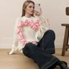 Женские повседневные свитера с длинным рукавом на осень-зиму, с круглым вырезом, ребристым трикотажем, с 3D-цветочным принтом, свободные пуловеры, топы, легкий свитер, джемпер для женщин