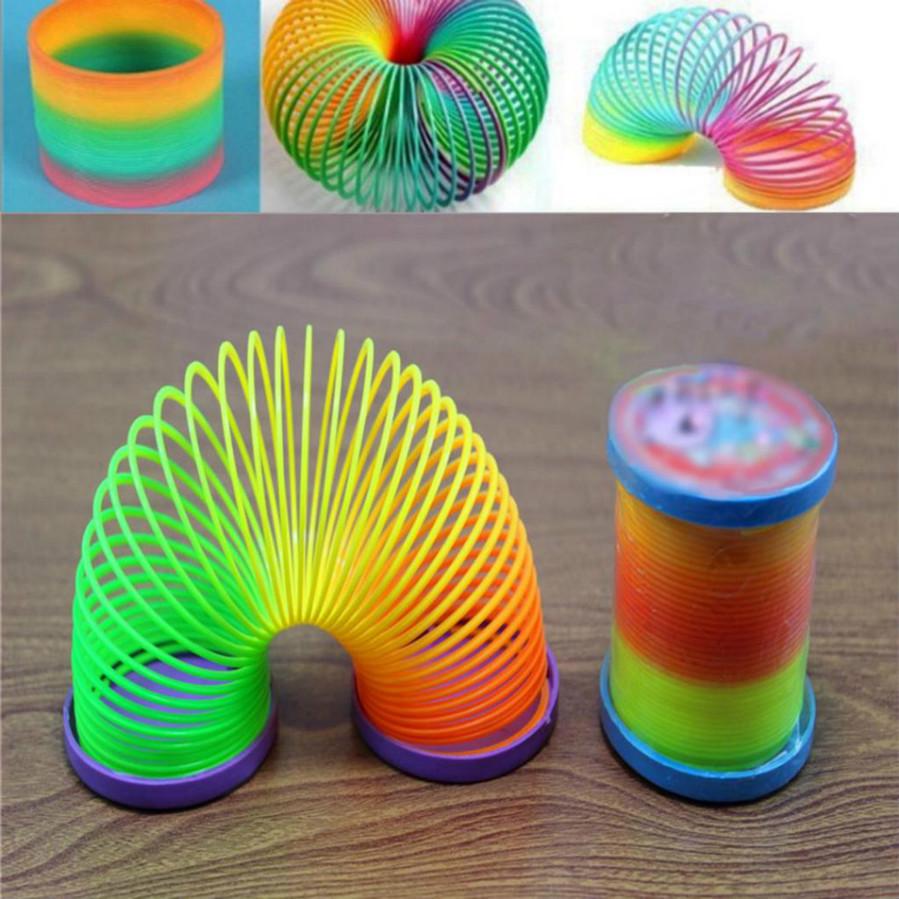 1PCS Colorful Rainbow Plastic Spring Toy Walking Magic Circle Stretchy Kids