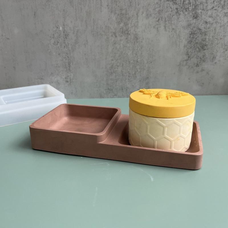 Форма для ящика для хранения Силиконовая форма для смолы DIY Кристальный клей Двойная квадратная форма для подноса для хранения для изготовления тарелки для хранения фруктов