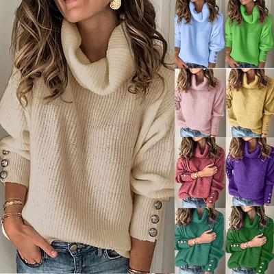 Модный женский вязаный повседневный свитер с воротником-бабочкой и пуговицами, теплый топ