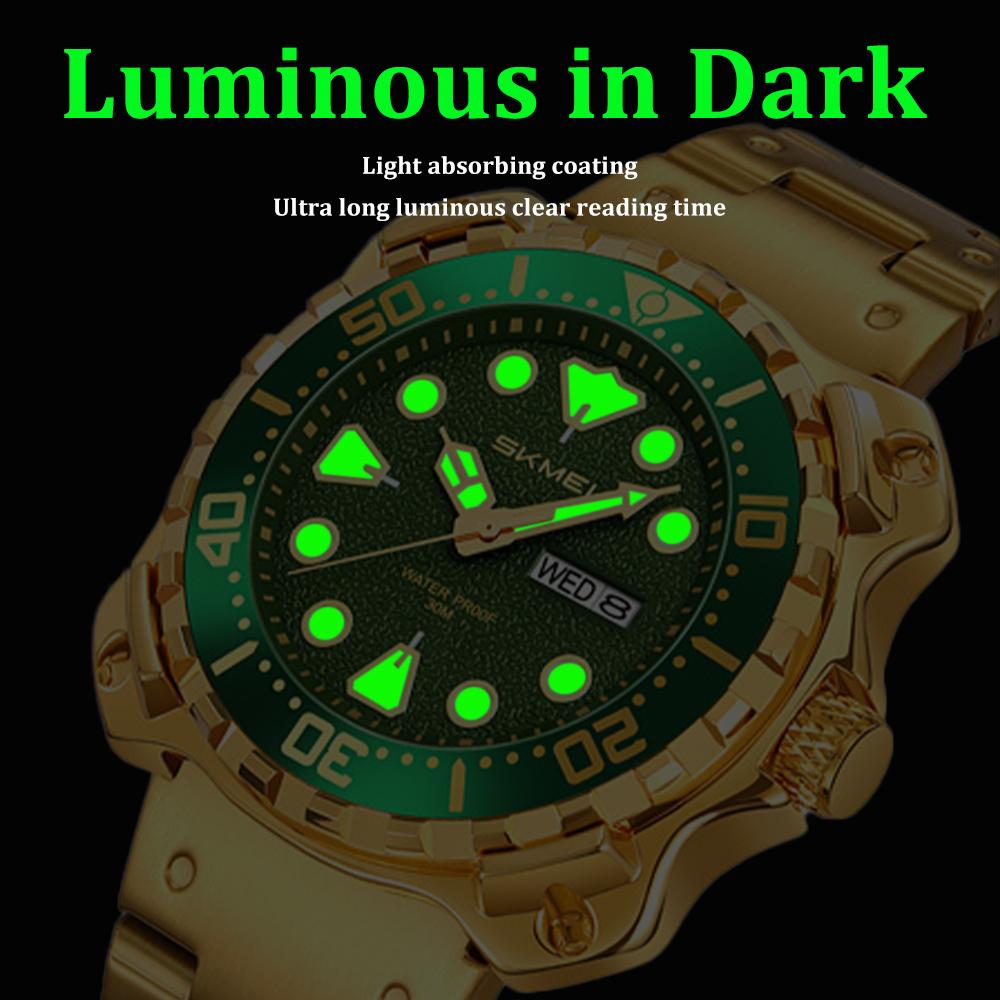 Модные мужские часы Роскошные водонепроницаемые часы для мужчин Кварцевые часы с датой Светящиеся часы+Коробка
