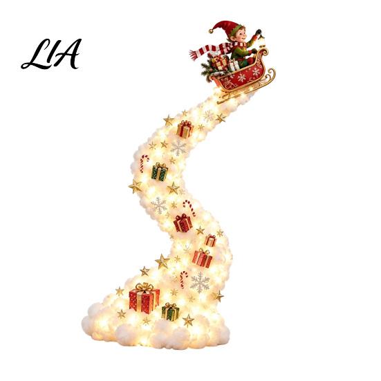 Snowman Lighted Sign Christmas Magic Trail Wall Light, 3D Warm Elf/Eagle/Gift Box/Owl LED Hanging Lamp with Sparkling Winter Holiday Accents