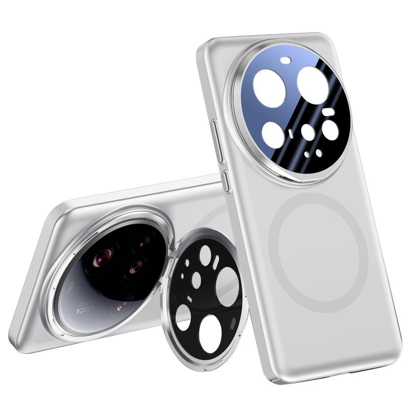 Чехол для Xiaomi 15 Ultra, совместимый с MagSafe, с защитной пленкой для объектива и подставкой, жесткий ПК чехол для телефона