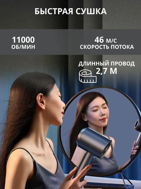 Xiaomi Профессиональный фен Supersonic 1600 Вт, 3 скорости, количество насадок 5, серый