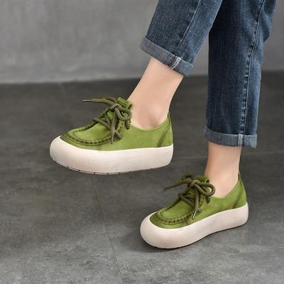 Женские туфли из натуральной кожи на толстой подошве, повседневные, универсальные, однотонные, на плоской платформе