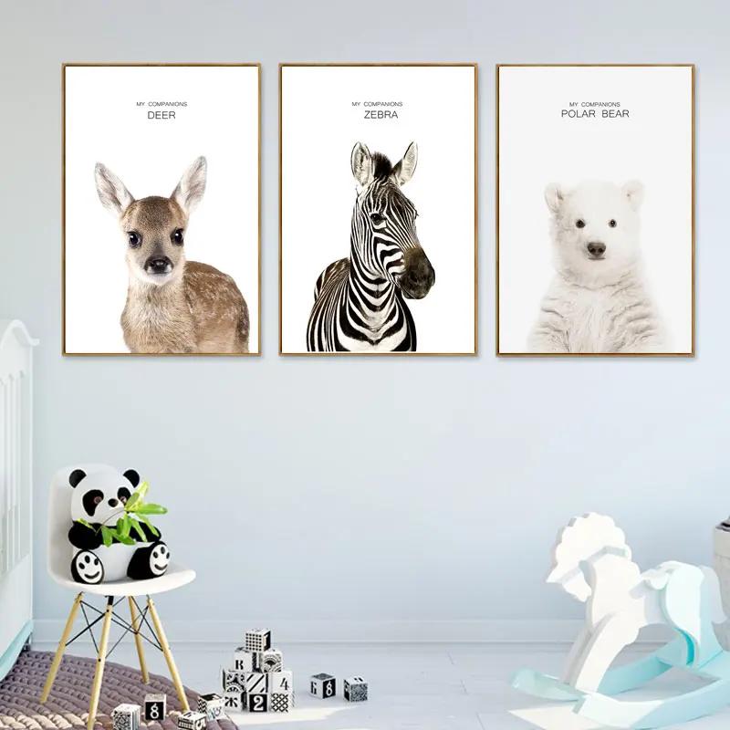 Плакаты и принты с животными, кролик, жираф, свинья, панда, лев, холст, картина, детская настенная живопись, скандинавская картина, украшение для детской комнаты