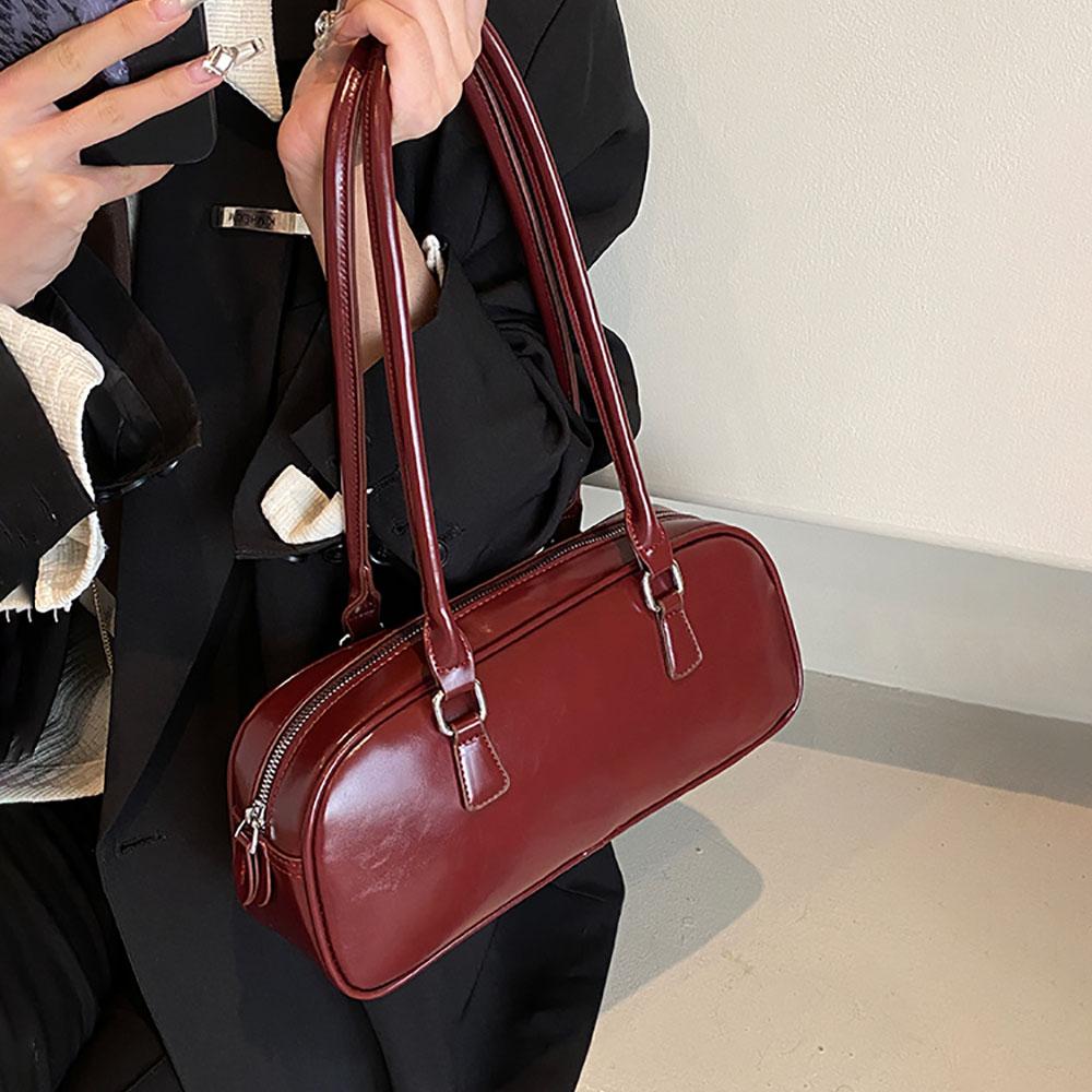 Retro Commuter Shoulder Bag Women's New High Quality Soft Leather Underarm Bags Elegant Red Bride Bag Wedding Handbags
