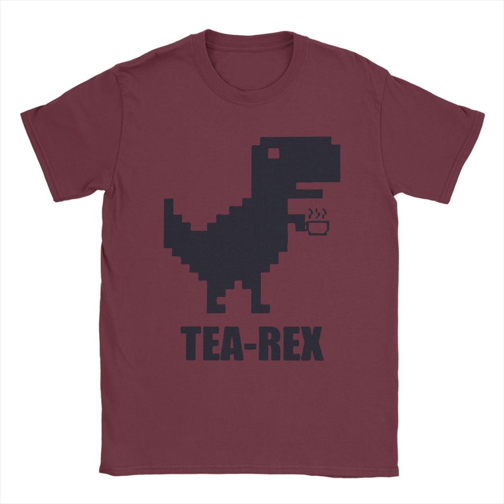 Men's T-Shirt Tea-Rex T-Rex Dinosaur Teacup Funny 100% Cotton Tee Shirt Short Sleeve Cartoon Cute T Shirts Merchandise Gift Idea