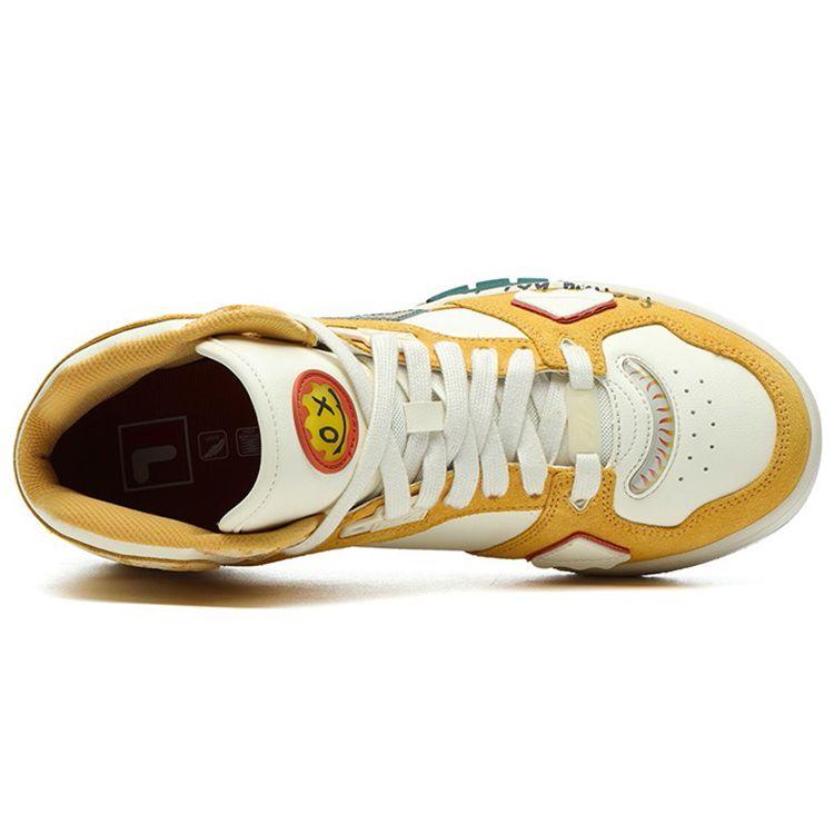 Fila Fusion Teratach Сетчатая ткань Синтетическая кожа Heritage Баскетбольные кроссовки средней высоты Lifestyle Обувь Женские кроссовки Желтый Белый T12W141229FPS