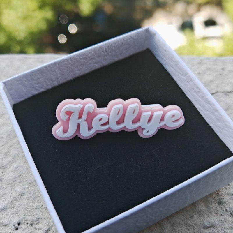 YBcustom Personalized Acrylic Double Custom Name Brooch Pin Jewelry Cute Gift for Girls