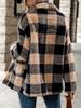 Women'S Plaid Check Faux Fur Coat with Double Pockets - Stylish Fall/Winter Outerwear, Button-Up, Fall Winter Coat | Check Pattern Coat