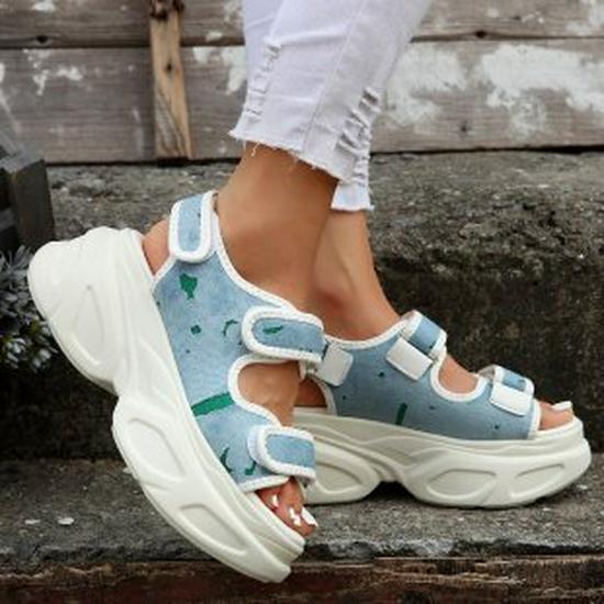 Сандалии на платформе в европейском и американском стиле на липучках – Большие размеры, Модный дизайн на толстой подошве