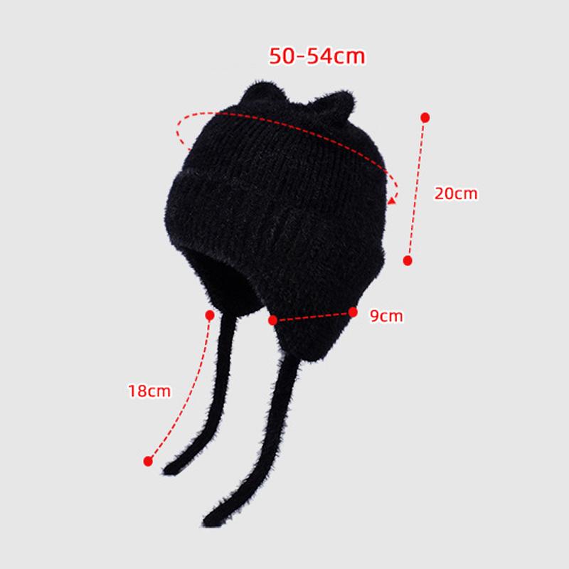 Детская шапка зимняя для мальчиков и девочек, теплая, защитная шапка для ушей, вязаная шерстяная шапка с мультяшными ушками для кошек
