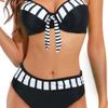 Летний сексуальный комплект бикини женский с цветными вставками, на бретелях, купальник, со средней посадкой, треугольный, пляжная одежда, купальник