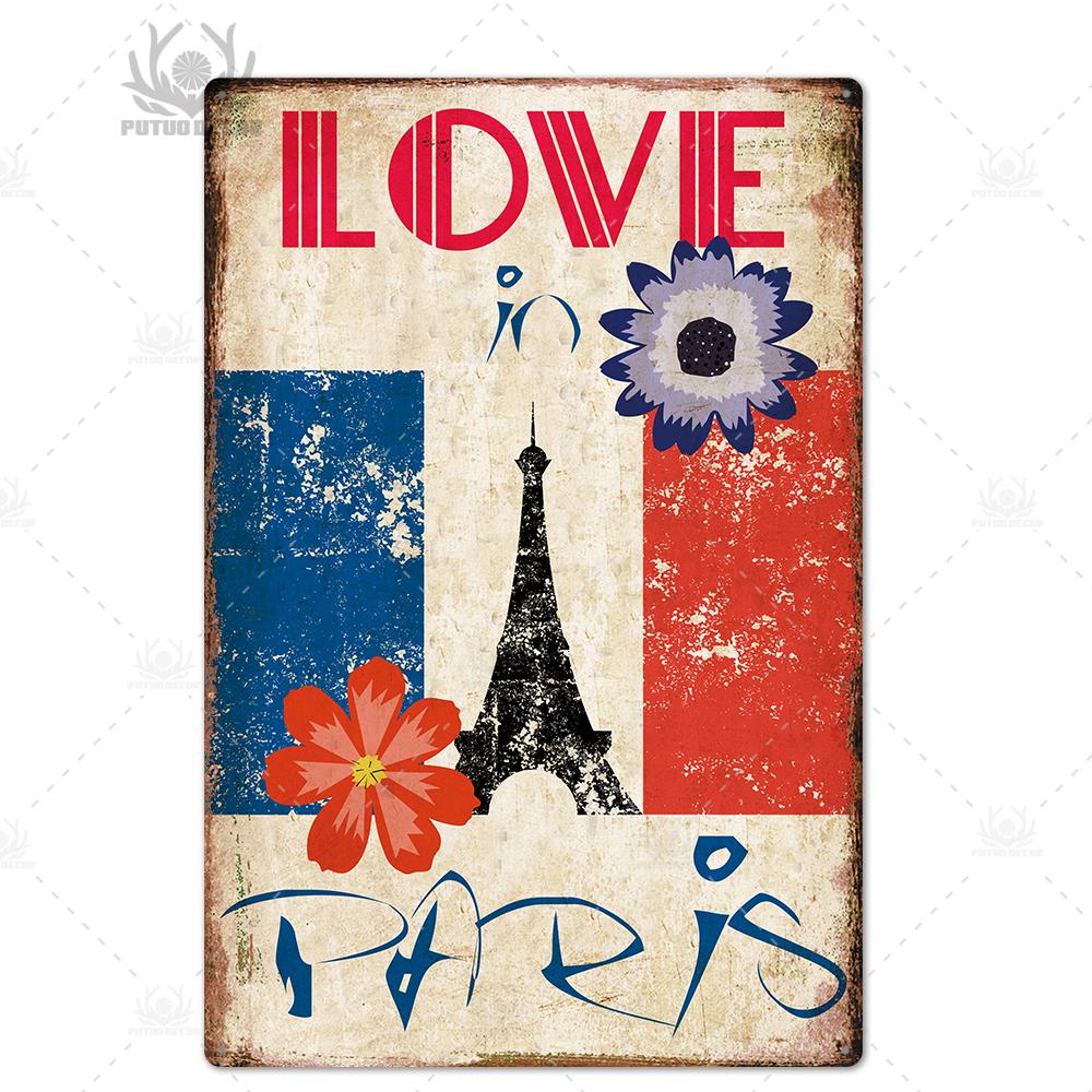 Decor Paris Vintage Tin Sign Plaque Metal Retro British Coffee Bar House Home Living Room Decorative Wall Poster