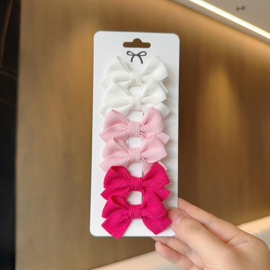 6Pcs/Set New Fashion Solid Hairpins Bows Hair Accessories Hair Clips Girls Nylon Hairpins Children Cute Barrettes Gift