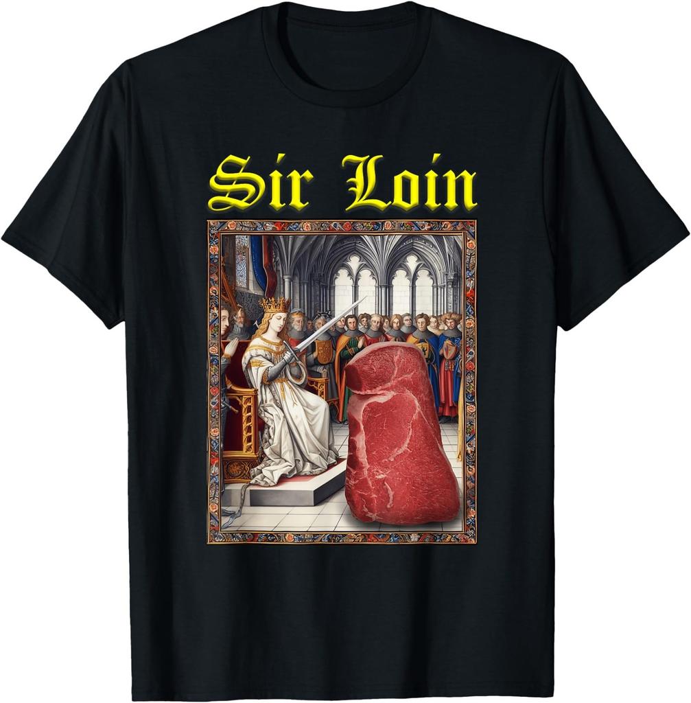 Sir Loin Funny Food SirLoin Medieval Humor T-Shirt, US Unisex Tee