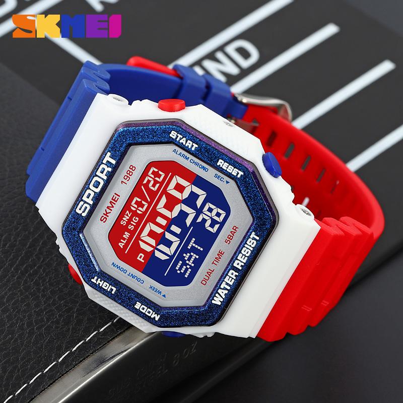 SKMEI 1988 New Men's Military Sports Watch Waterproof Multi functional LED Display Digital Men's Countdown Watch reloj hombre