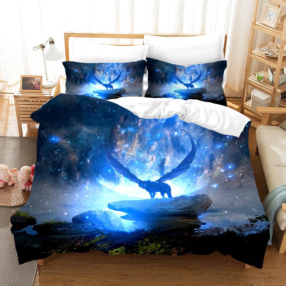 Роскошный темно-синий комплект постельного белья Galaxy Twin Full Queen King Size, пододеяльник/пододеяльник, комплект сияющих звезд, звездное небо, пододеяльник