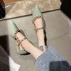Fashion Women's Sandals 2025 New Rivet In Heel Shoe Pointed Toe Comfortable Platform Bun Head Low Heels Behind Empty Elegant Women Shoes