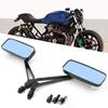 Motorcycle Mirror 8mm 10mm Left and Right Set Aluminum Black Square Rearview Mirror Blue