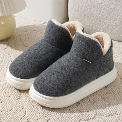 Хлопковые домашние туфли на высоком каблуке, на толстой флисовой подошве и высокие тапочки