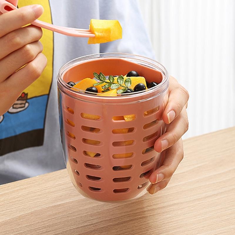 600ml Practical Picnics Storage Bucket Plastic Cup Seal Salad Cup for School