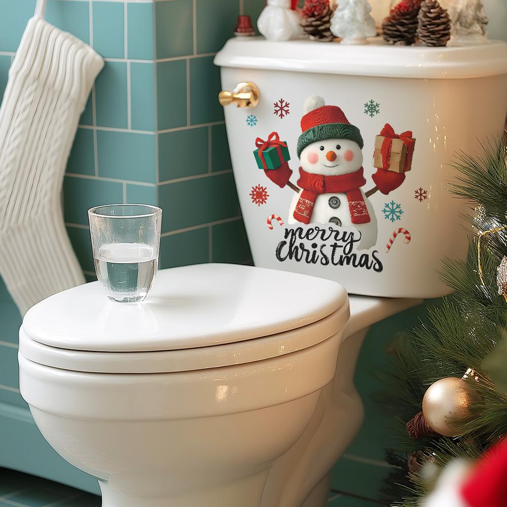 Персонализированные Рождественские Снеговик Снежинка Подарки и Английский Слоган Наклейки для Украшения Ванной Комнаты