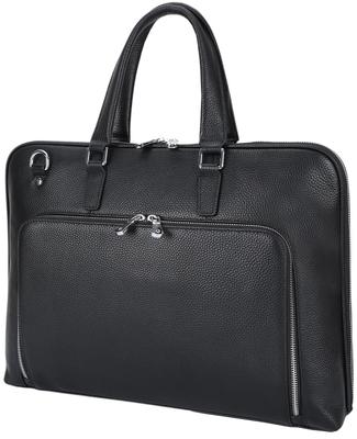 Miyabi Деловая сумка Натуральная кожа Тонкий портфель Тонкий Самостоятельно стоящий Двойная молния Круглая молния Сумка для документов A4 Сумка для поездок на работу Черный [Masa Kawa]