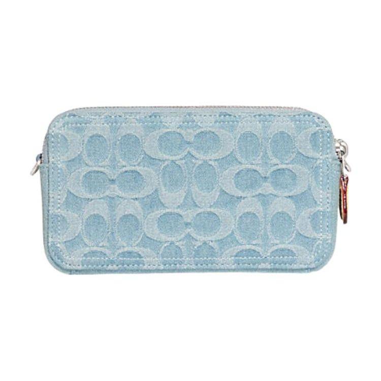 Coach Джинсовая холщовая клатч-сумка на запястье Signature Ежедневная CK010-LHPBU