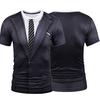 Fashion Tee Top Sleeve Round Suit Tie 3D Short Neck Fit  T-Shirt