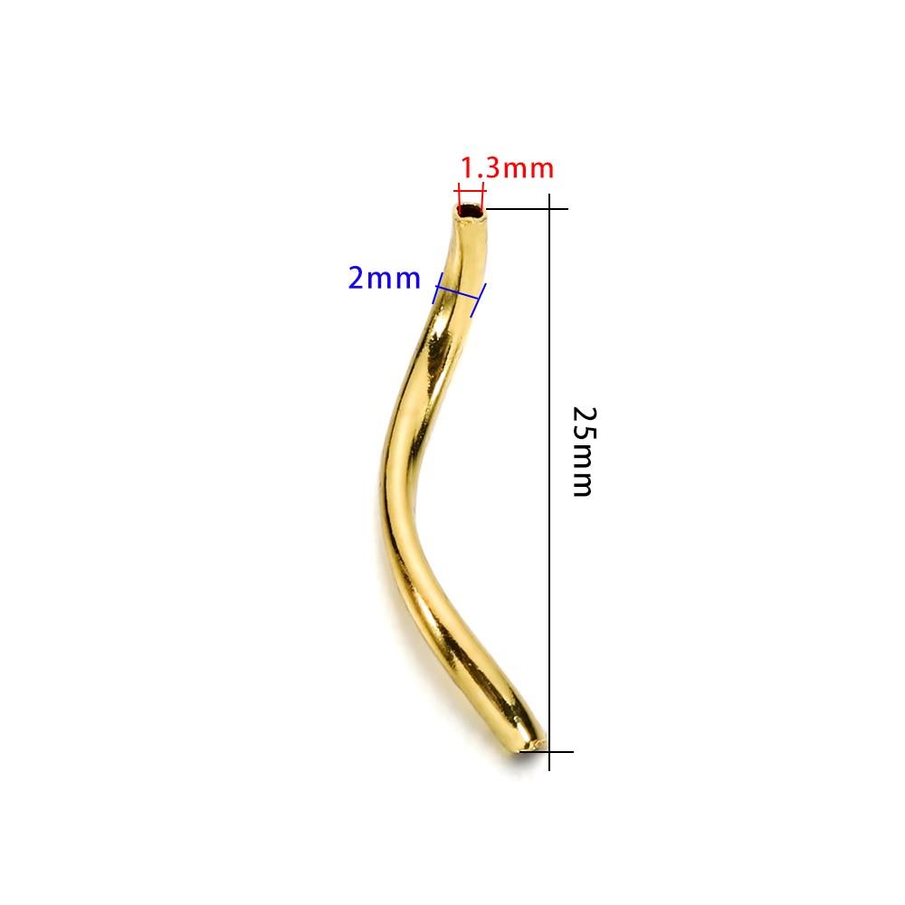 100 шт. 2x25 мм гладкие медные изогнутые S-образные бусины-разделители, соединители для браслета «сделай сам», ожерелья, аксессуары для изготовления ювелирных изделий