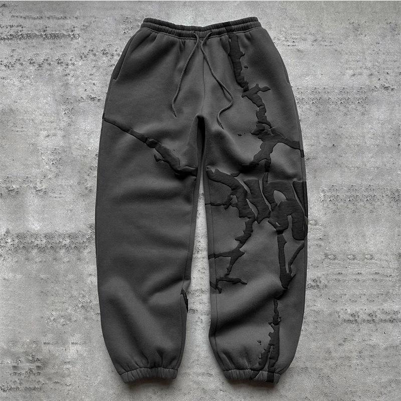 Европейские и американские повседневные брюки в стиле хип-хоп с принтом «волосы-пузыри» для мужчин и женщин Y2K Street