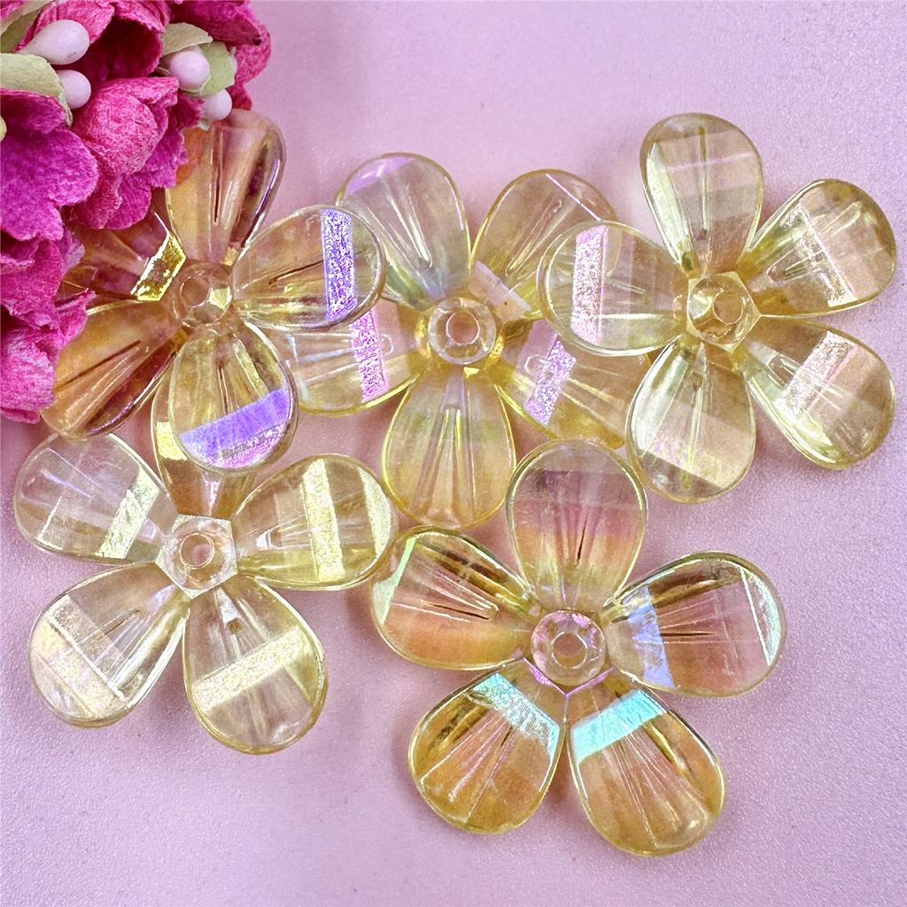 5Pcs for Jewelry Making Handcrafted Acrylic Beading Neclace Bracelet Loose Beads Dazzling Flowers DIY Findings
