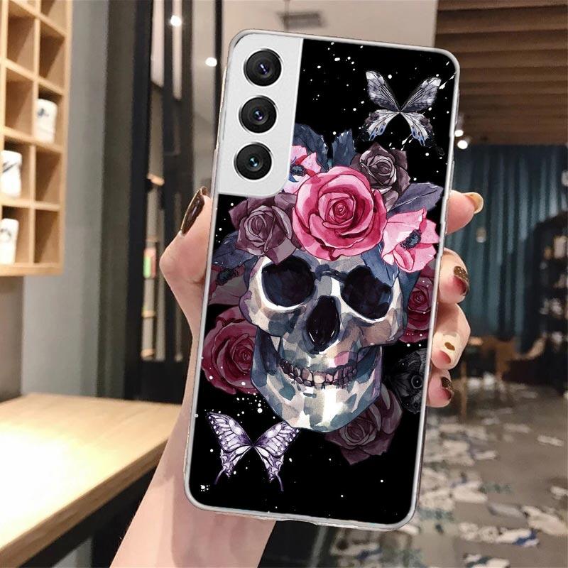 Цветочный Сахарный Череп Цветок Мягкий Чехол Для Телефона Для Samsung Galaxy S24 S23 S22 S25 Ultra S21 Plus S20 FE S10 + S24Ultra Узор Чехол S