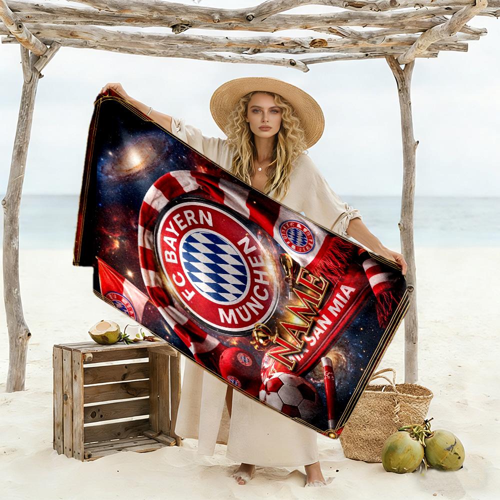 Bayern Munich Galaxy Artwork Customize Text Beach Towel Quick-Dry Soft Microfiber Portable for SwimmingBeachCamping Travel Beach AccessoriesGym