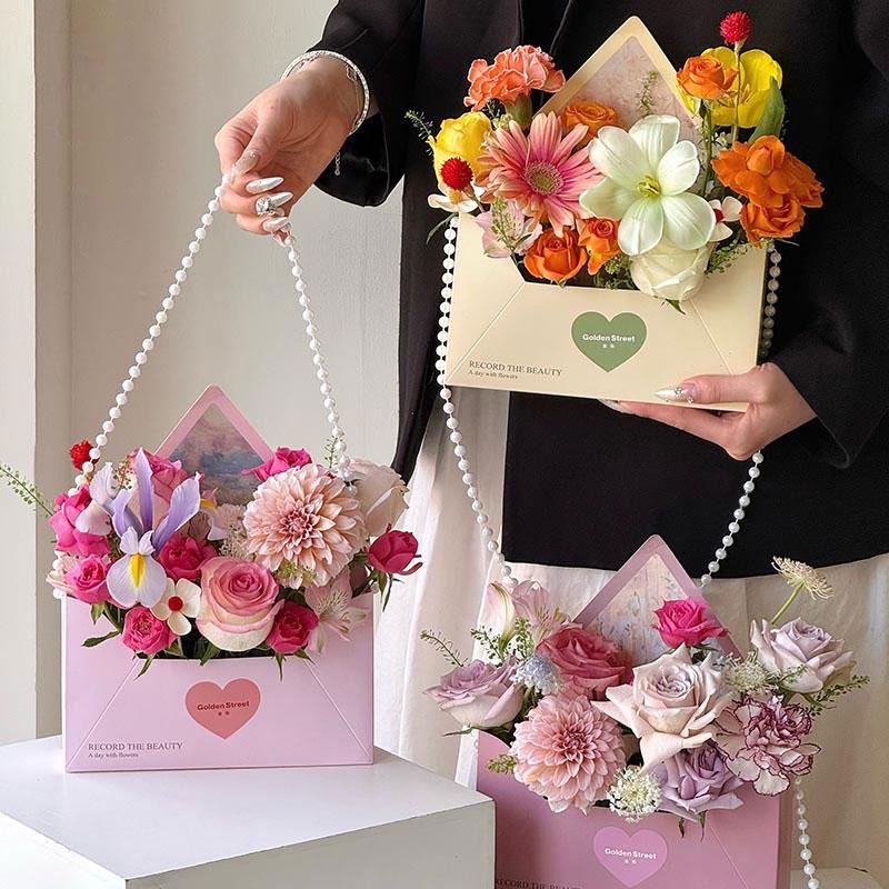 5Pcs Envelope Gift Box DIY Envelope Gift Paper Eco-Friendly Flower Box Bouquet Wrapping Printing