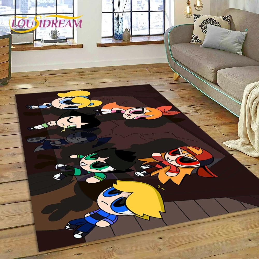 Мультфильм милый P-Powerpuff Girl ковер ковер для спальни гостиная домашний диван украшение,детская игра большой декор напольный коврик подарок