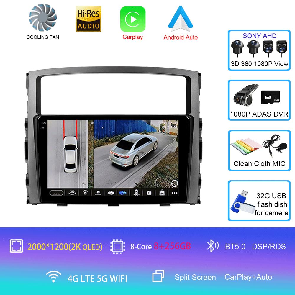 Автомобильное радио Android14 Carplay для Mitsubishi Pajero 4 V80 V90 2006 - 2014 Навигация GPS Мультимедийный проигрыватель WiFi+4G Стерео видео BT