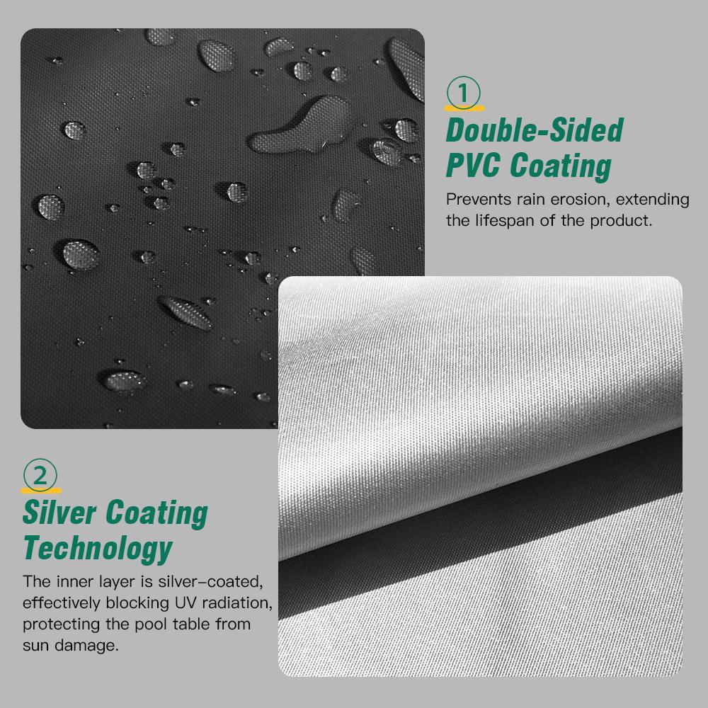 Pool Table Cover Oxford Cloth with PVC Coating Waterproof and Silver Coated for Outdoor Ping Pong Table Cover